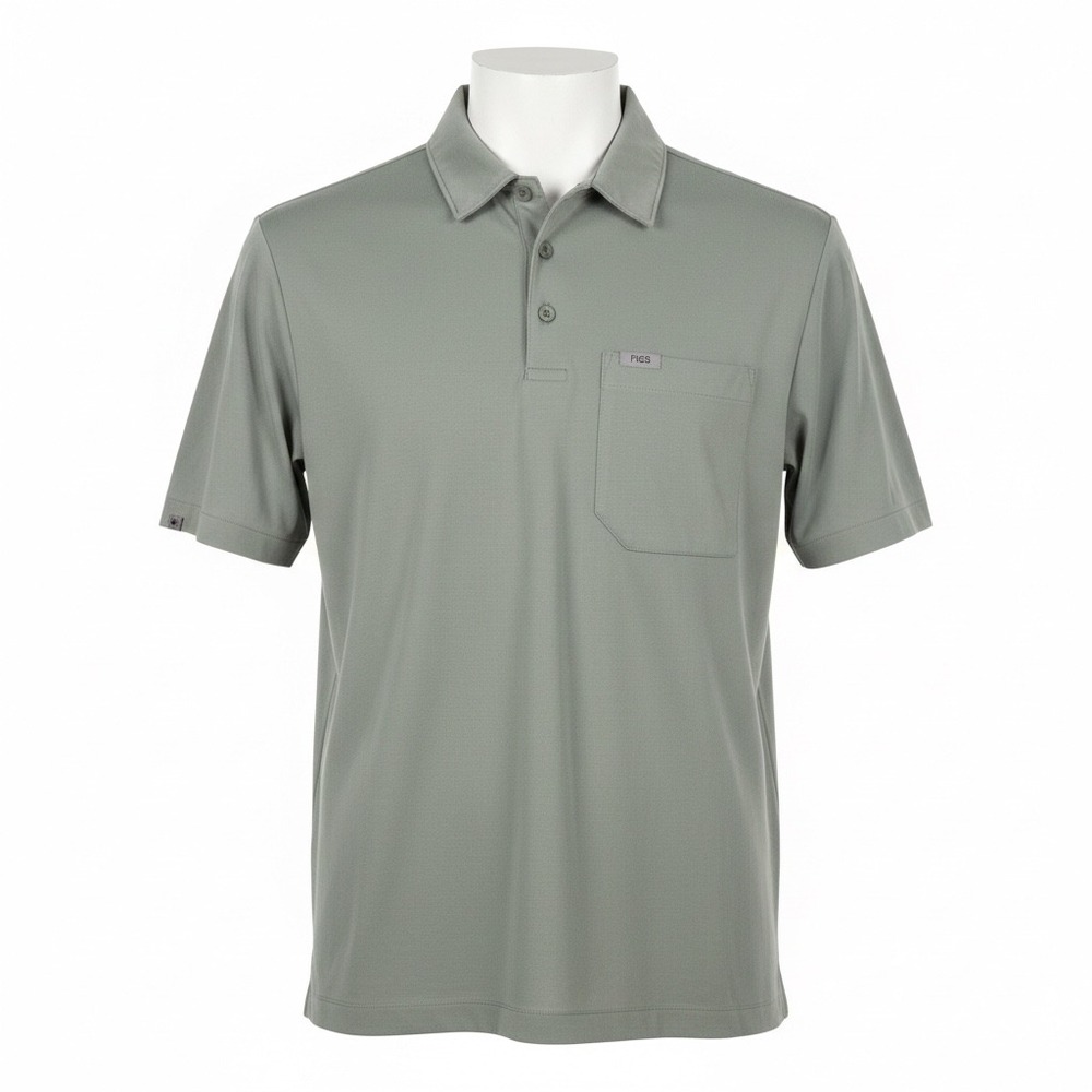 FIGS PRO Mens Polo Shirt Medium Sage Green Minimalist Modern‎ Workwear Medical